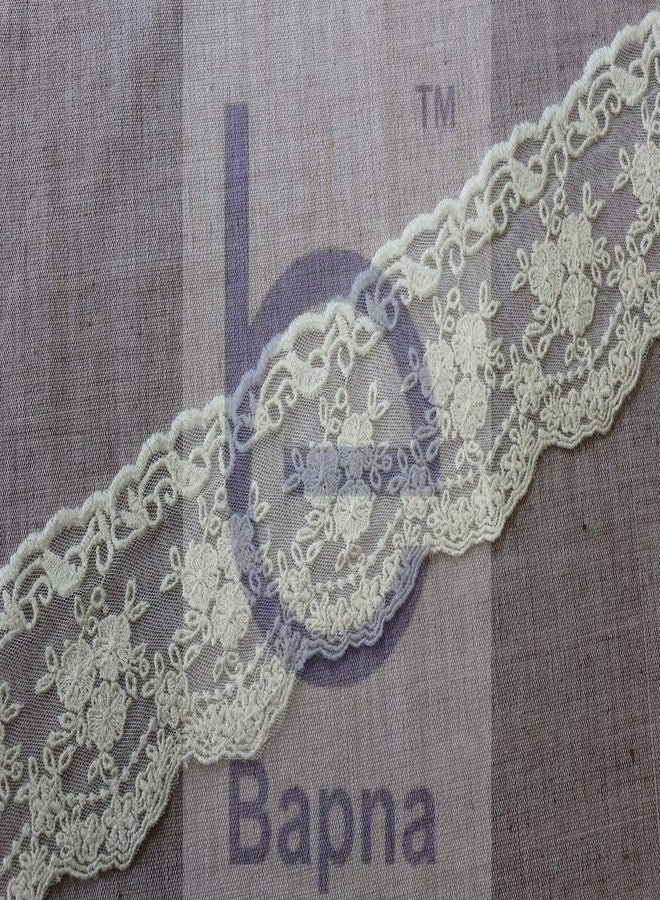 Bapna 5 Yard Embroidery Lace Ribbon Floral Design for Sewing Kurta Tablecloth Slipcover Bridal DIY Clothing Accessories,Ivory - Image 5